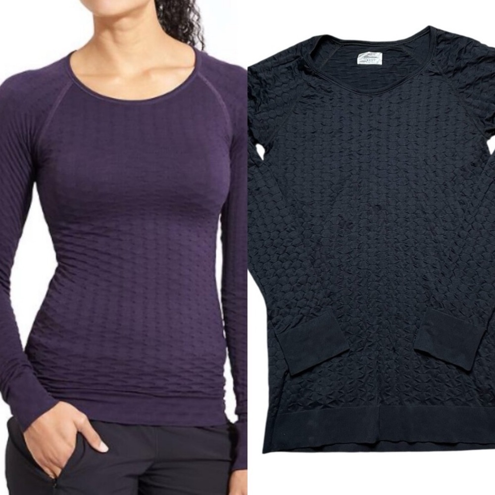 ATHLETA Epitamize Long Sleeve Textured Shirt Black Size XL
